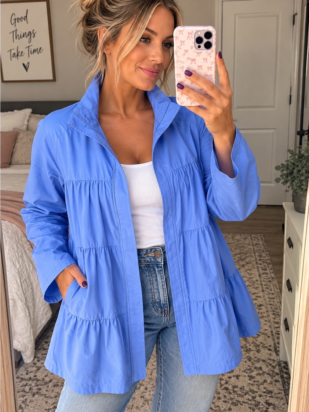 J. Jill Fit Blue Tiered Lightweight Jacket Women’s XL